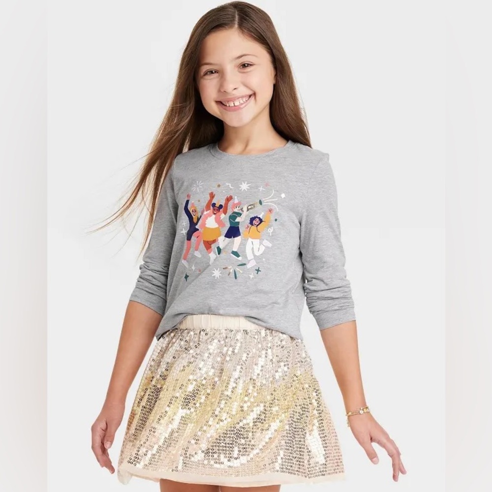 Cat & Jack Celebrate Long Sleeve Graphic T-Shirt